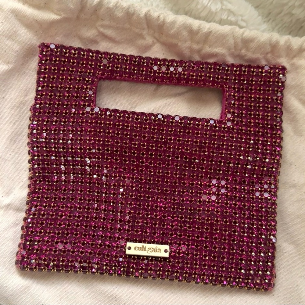 Cult Gaia Lucinda Fuchsia Pink Crystal Embellished Nano Bag